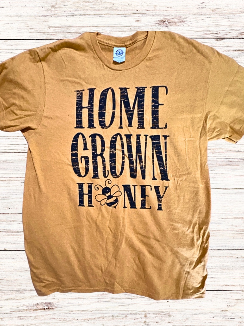 DELTA PRO T-Shirt Yellow Black Graphic Home Grown Honey Short Sleeve Womens SZ M